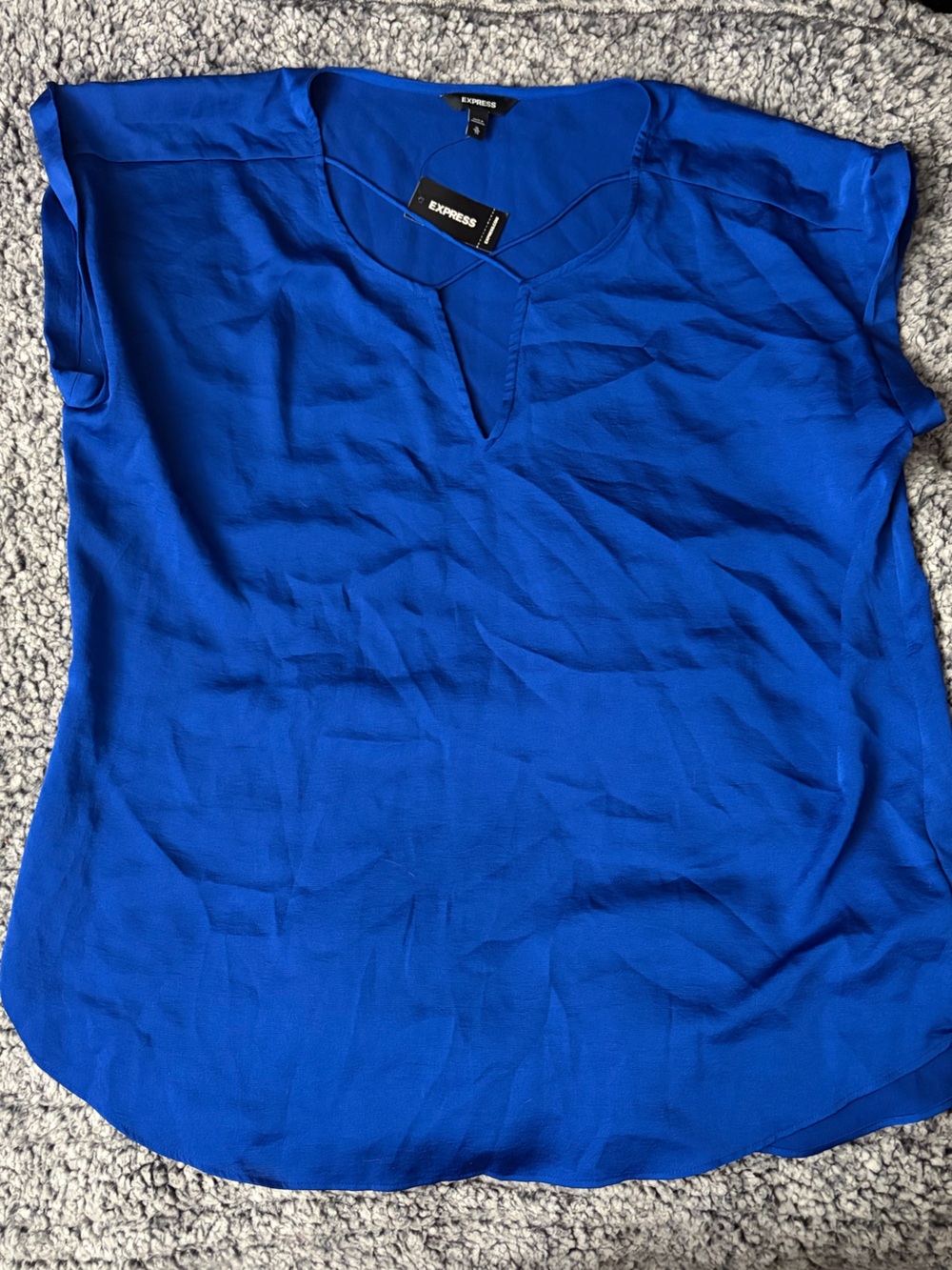 Express Blue V-Neck Cap-Sleeve Tank